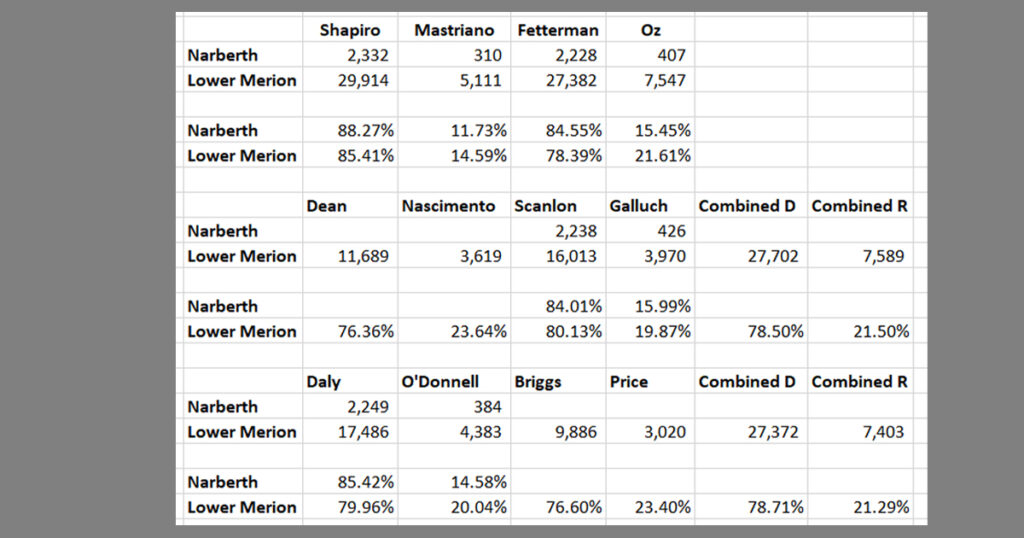 Lower Merion Narberth 2022 Election Summary