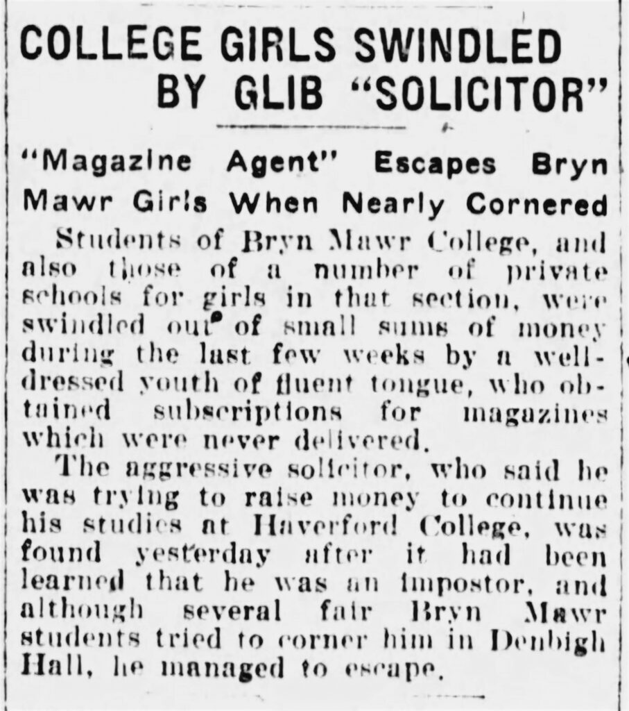 Bryn Mawr Swindled