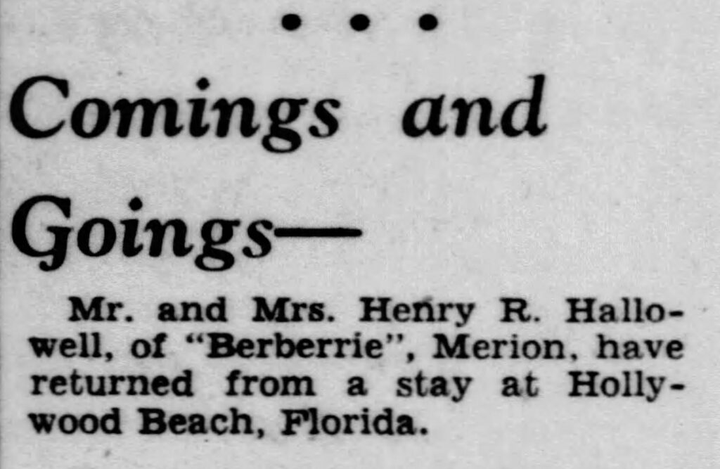 Merion Comings and Goings