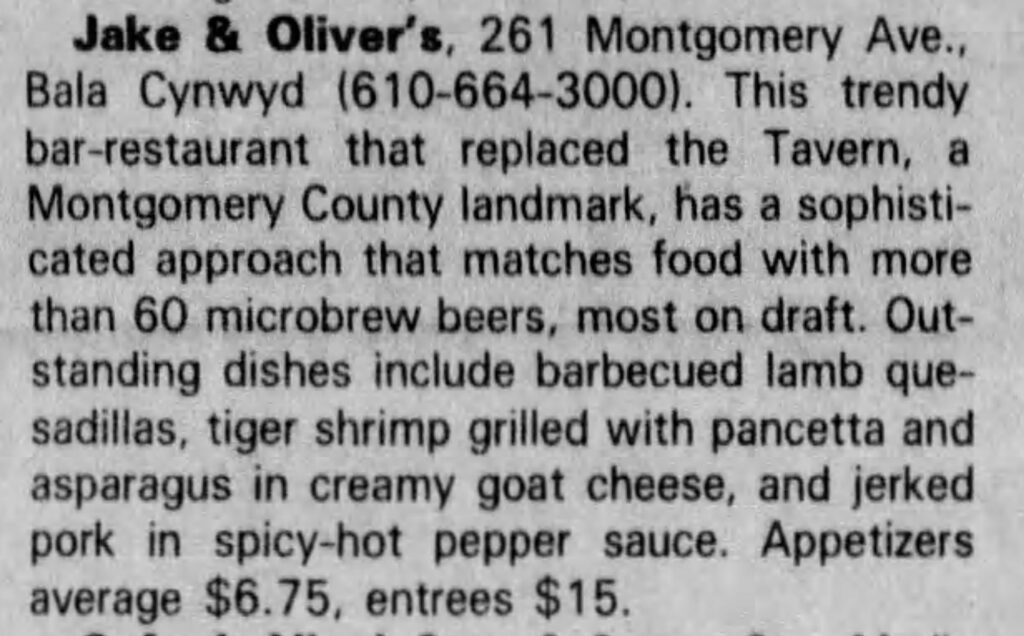 Bala Cynwyd Jake and Olivers