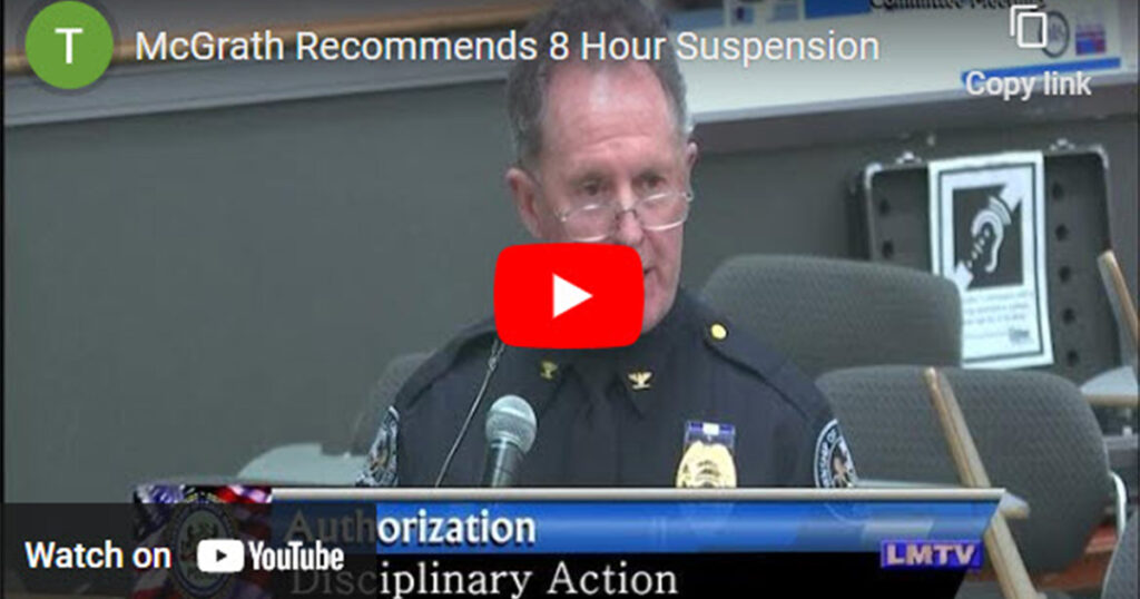 McGrath Recommends 8 Hour Suspension