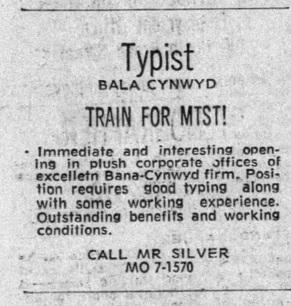 Bala Cynwyd Typist