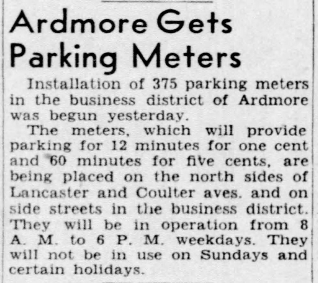 Ardmore Parking Meters
