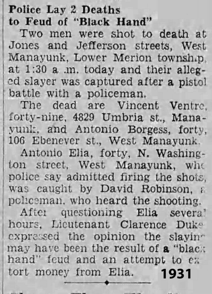 West Manayunk Murder - 1931