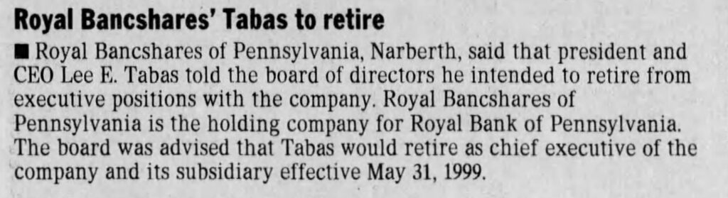 Narberth Tabas Retire