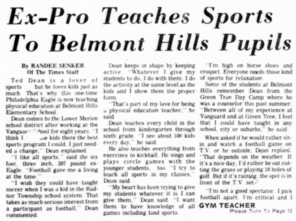 Belmont HIlls Ted Dean