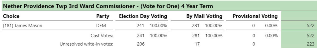 Nether Providence Ward 3 Vote