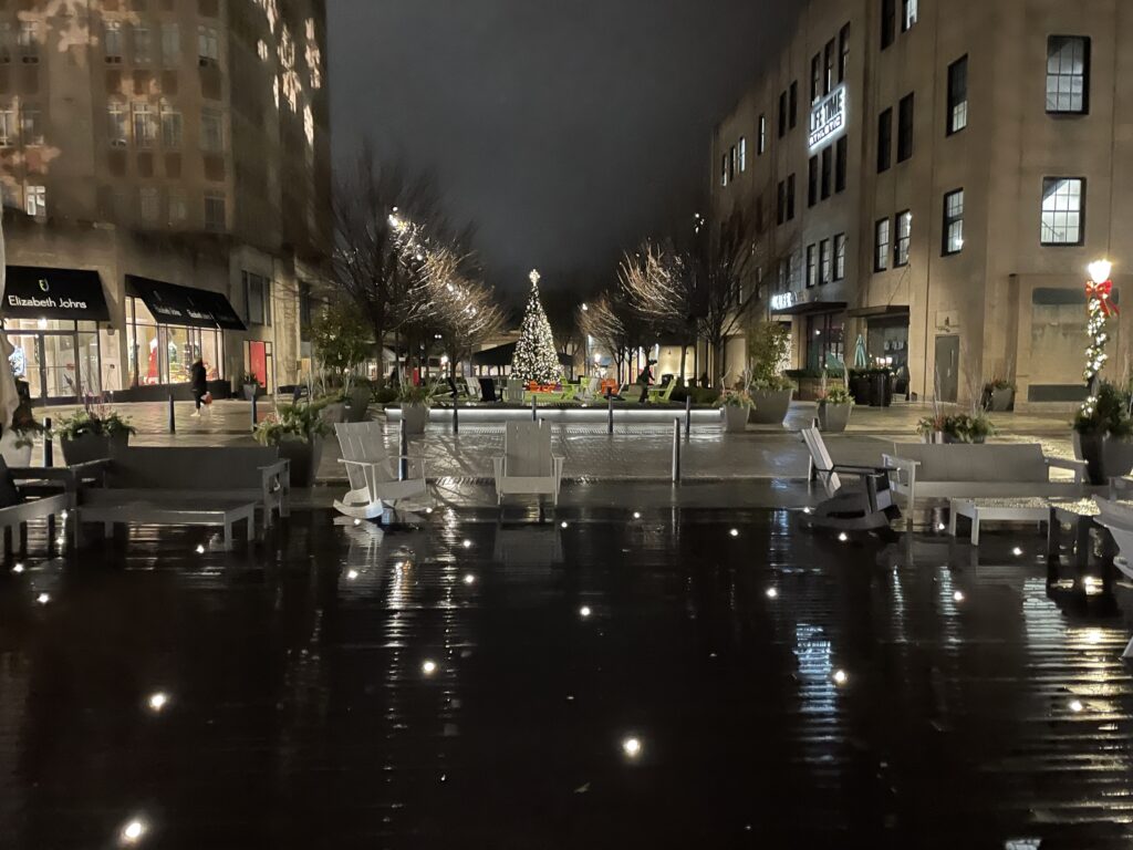 Ardmore Suburban Square at night 2