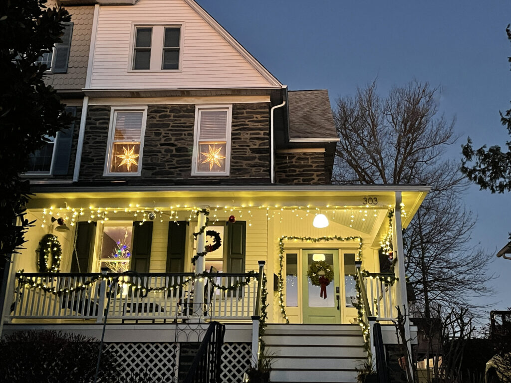 House In Narberth All Lit Up