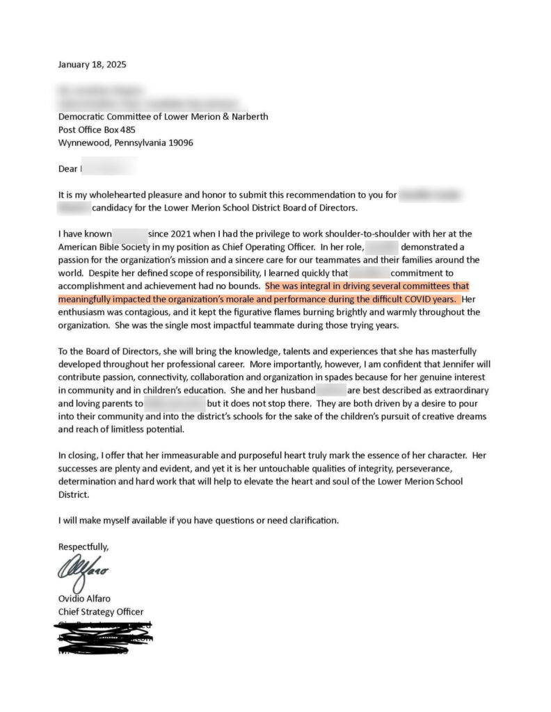 American Bible Letter to Redacted