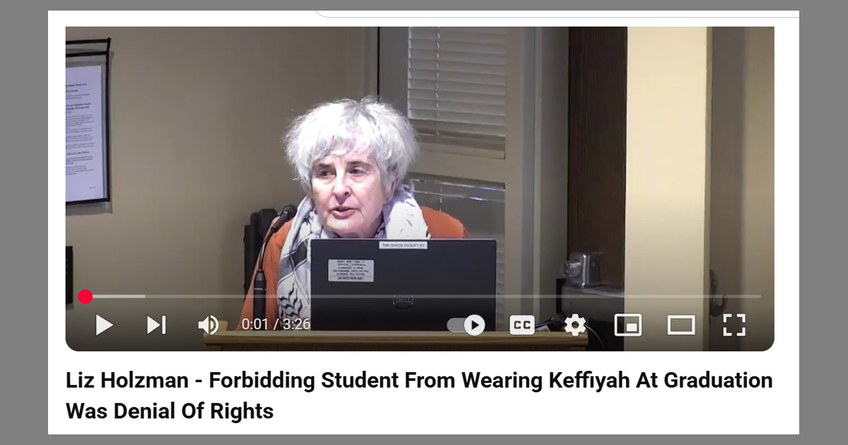 Liz Holzman Student Should Have Been Allowed To Wear Keffiyah To Graduation