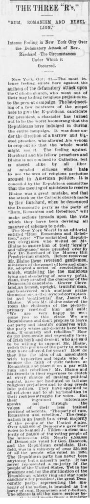 Rum Romanism Rebellion