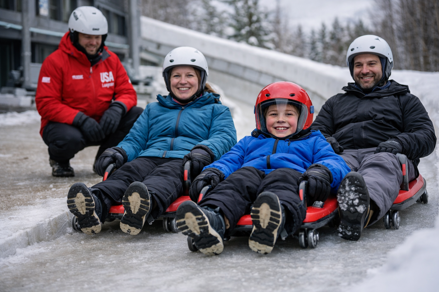 Family Learning To Luge